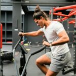 A man working out on an exercise bike